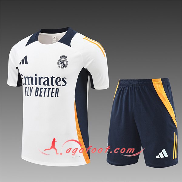 Ensemble Training T-Shirts Real Madrid Enfant Blanc/Noir/Orange 2024/2025