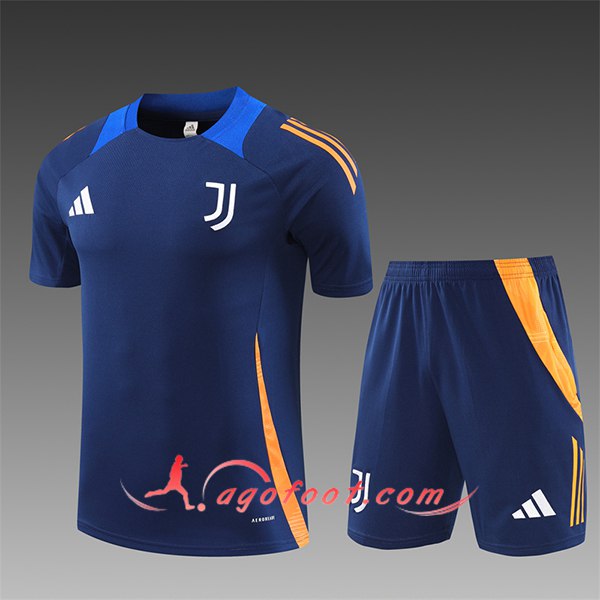Ensemble Training T-Shirts Juventus Enfant Bleu/Orange 2024/2025