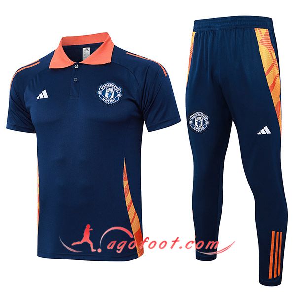 Ensemble Polo Foot Manchester United Bleu/Orange 2024/2025