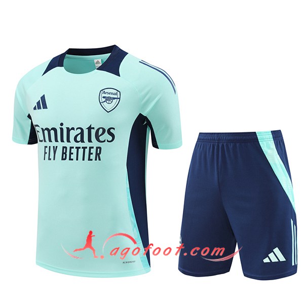 Ensemble Training T-Shirts Arsenal Vert/Bleu 2024/2025