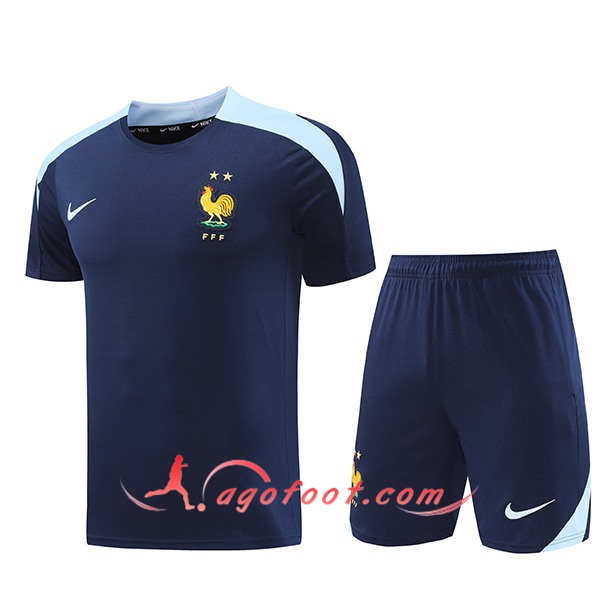 Ensemble Training T-Shirts France Bleu Foncé 2024/2025 -02
