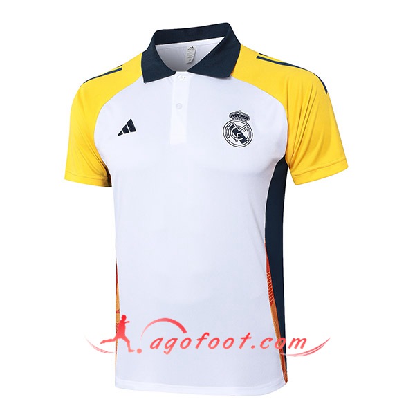 Polo Foot Real Madrid Blanc/Jaune/Bleu 2024/2025