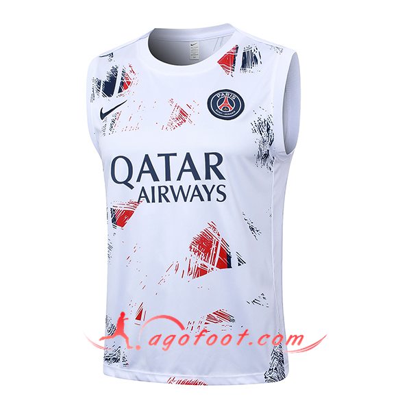 Training Debardeur PSG Blanc/Rouge/Bleu 2024/2025