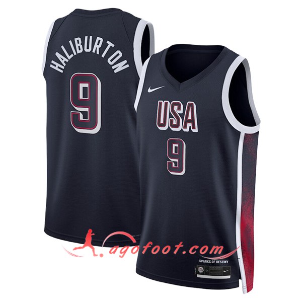 Maillot USA (HALIBURTON #9) 2024/25 Noir