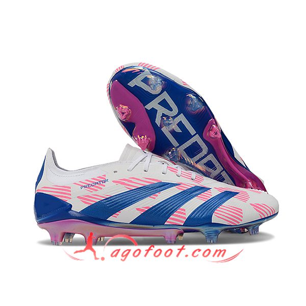 Adidas Chaussures de Foot Predator Elite FG Blanc/Bleu/Rose
