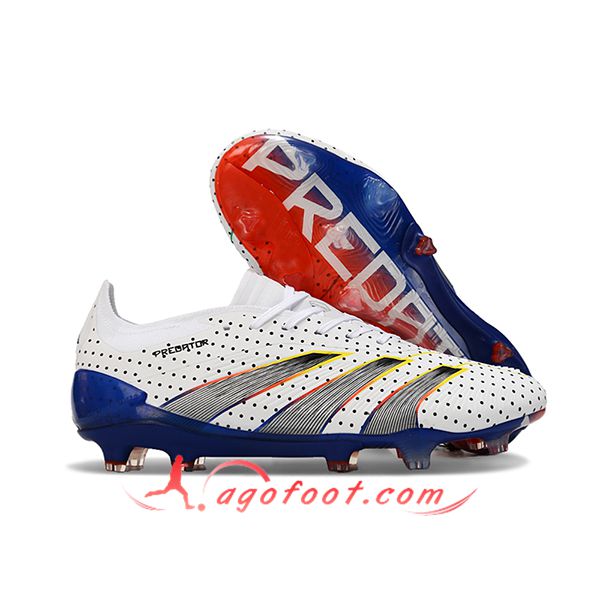 Adidas Chaussures de Foot Predator Elite FG Blanc/Gris/Bleu