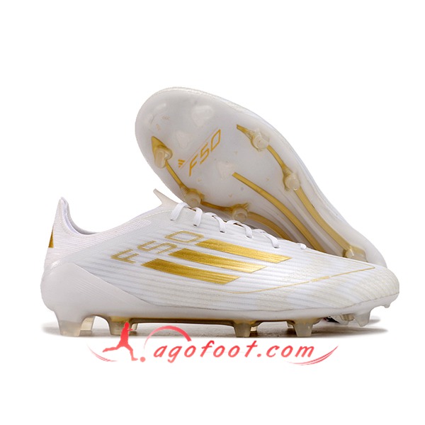 Adidas Chaussures de Foot F50 ELITE FG Blanc/Jaune