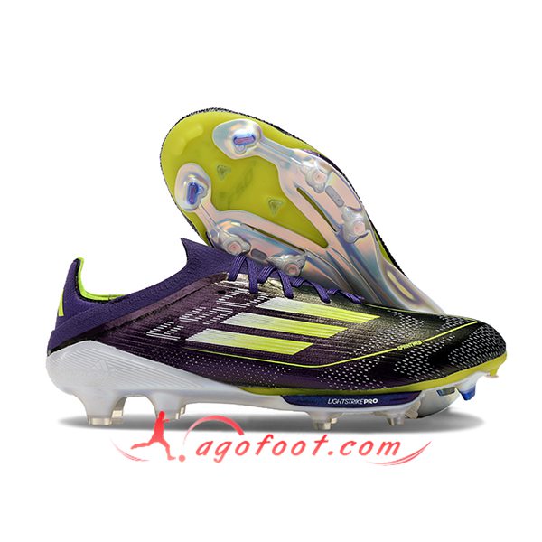 Adidas Chaussures de Foot F50+.1 FG Noir/Vert/Pourpre