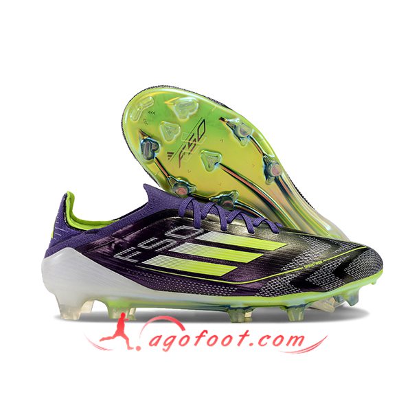 Adidas Chaussures de Foot F50 Elite FG Noir/Vert/Pourpre