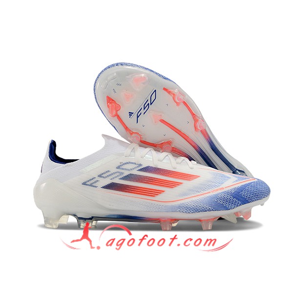Adidas Chaussures de Foot F50 Elite FG Blanc/Bleu/Orange