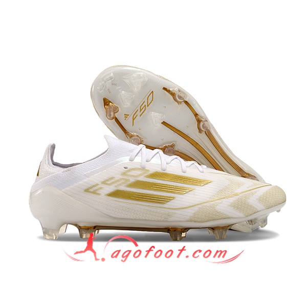 Adidas Chaussures de Foot F50 Elite FG Blanc/Jaune