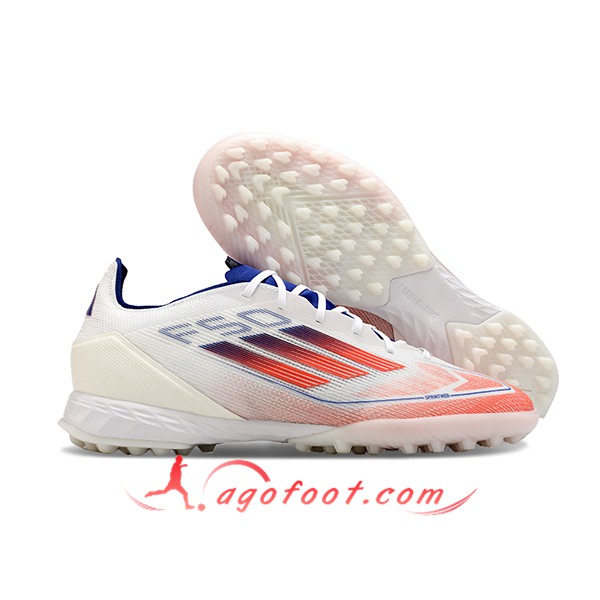 Adidas Chaussures de Foot F50 PRO TF Blanc/Orange/Bleu