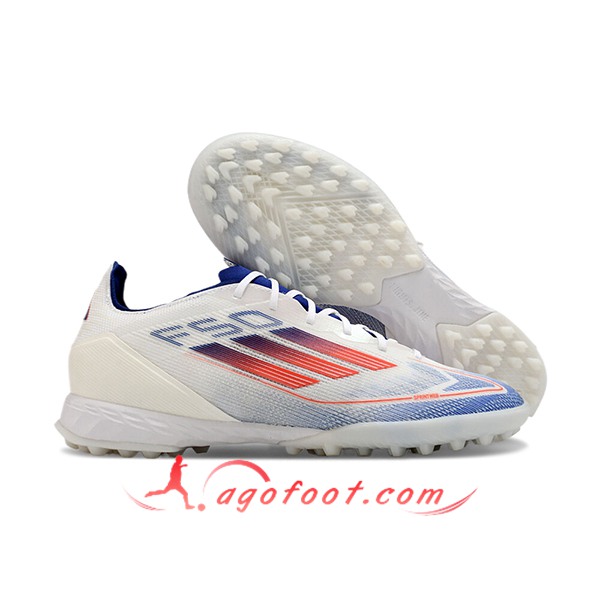 Adidas Chaussures de Foot F50 PRO TF Blanc/Bleu/Orange