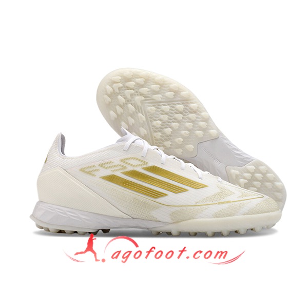 Adidas Chaussures de Foot F50 PRO TF Blanc/Jaune
