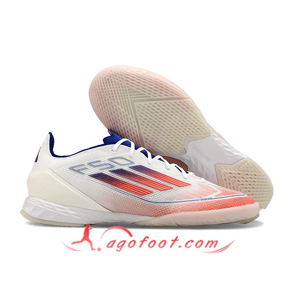 Adidas Chaussures de Foot F50 PRO IC Blanc/Orange/Bleu
