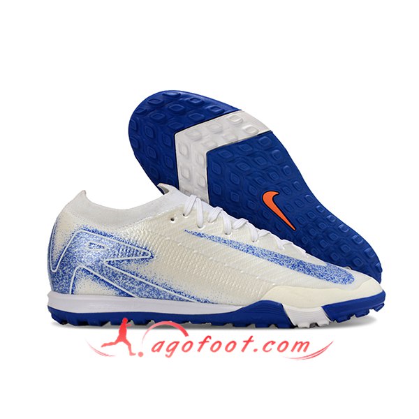 Nike Chaussures de Foot Air Zoom Mercurial Vapor XVI Elite TF Blanc/Bleu