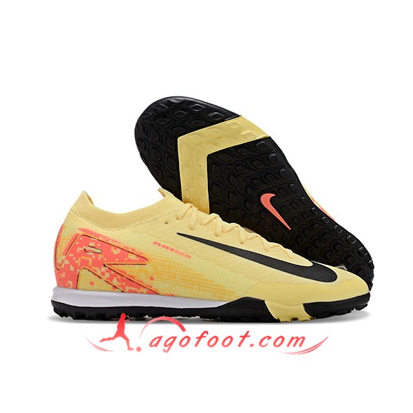 Nike Chaussures de Foot Air Zoom Mercurial Vapor XVI Elite TF Jaune/Noir/Orange -02