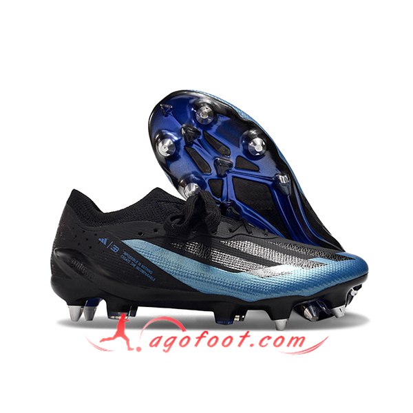 Adidas Chaussures de Foot X Crazyfast1 SG Noir/Bleu -03