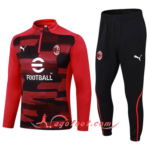 Ensemble Survetement de Foot Milan AC Rouge/Noir 2024/2025 -02
