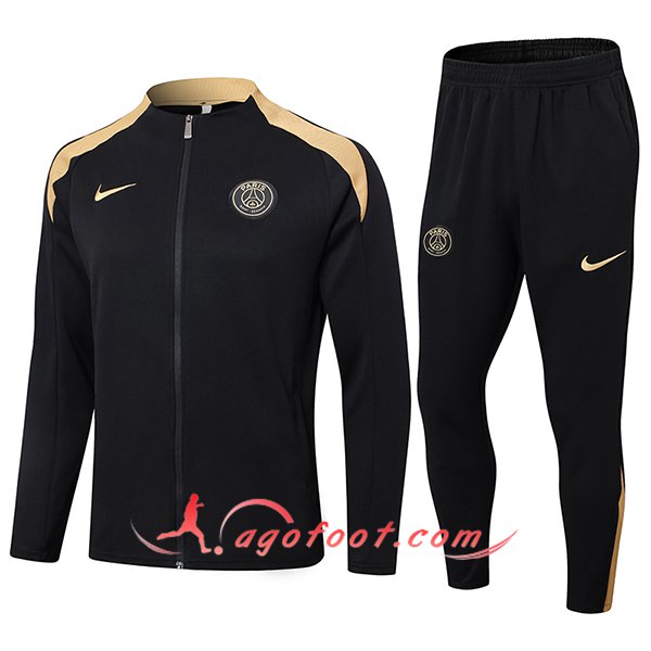 Ensemble Survetement de Foot Veste Foot PSG Noir/Jaune 2024/2025