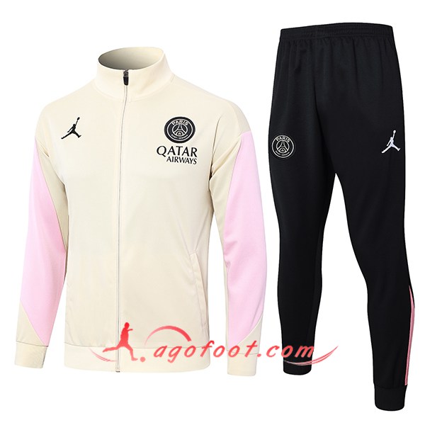 Ensemble Survetement de Foot Veste Foot PSG Jaune/Rose 2024/2025