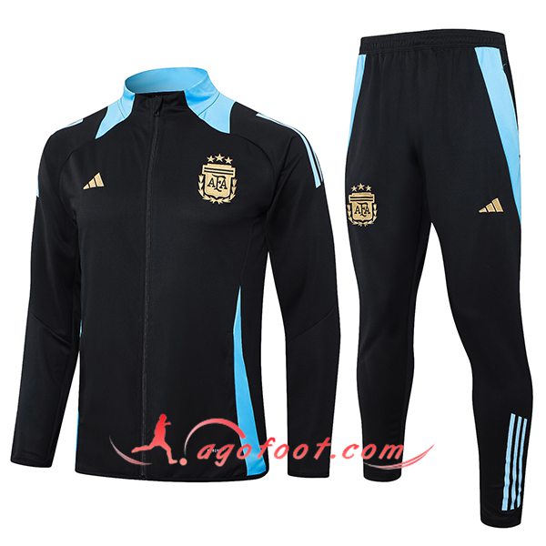 Ensemble Survetement de Foot Veste Foot Argentin Noir/Bleu 2024/2025