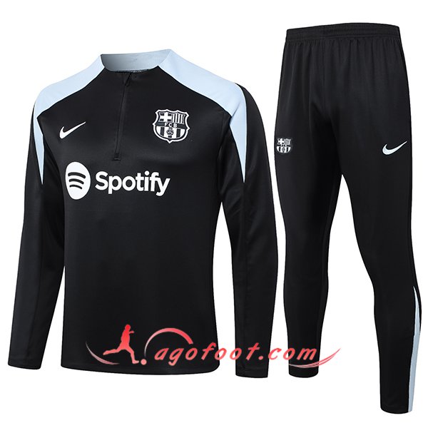 Ensemble Survetement de Foot FC Barcelone Noir/Gris 2024/2025