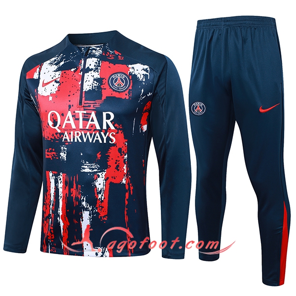 Ensemble Survetement de Foot PSG Rouge/Bleu/Blanc 2024/2025