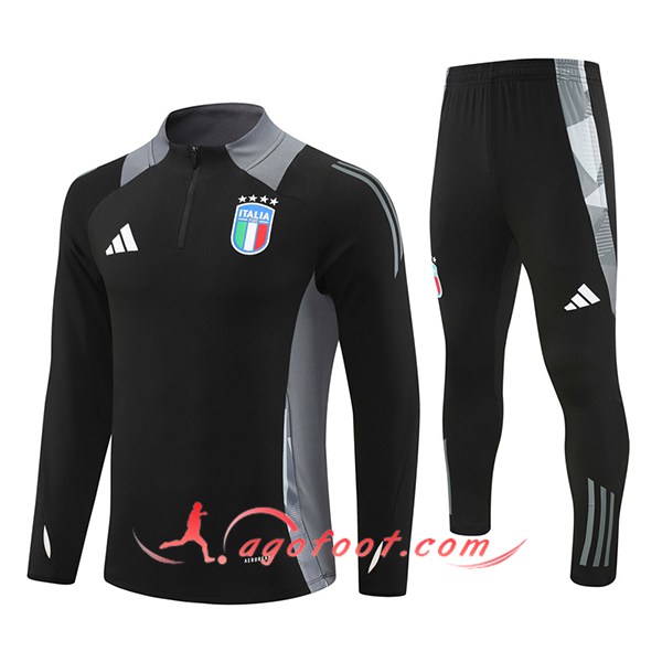 Ensemble Survetement de Foot Italie Noir/Gris 2024/2025 -02
