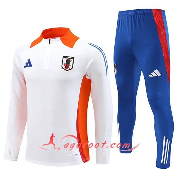 Ensemble Survetement de Foot Japon Blanc/Orange/Bleu 2024/2025