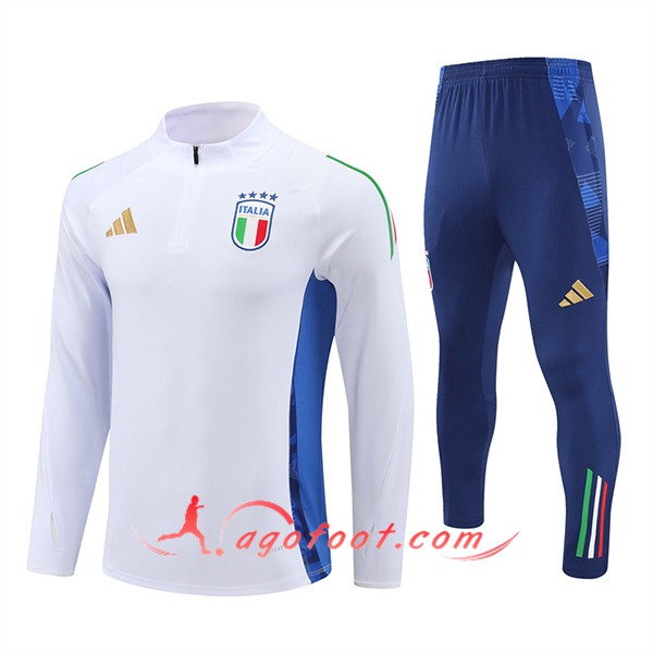 Ensemble Survetement de Foot Italie Blanc/Bleu 2024/2025 -06