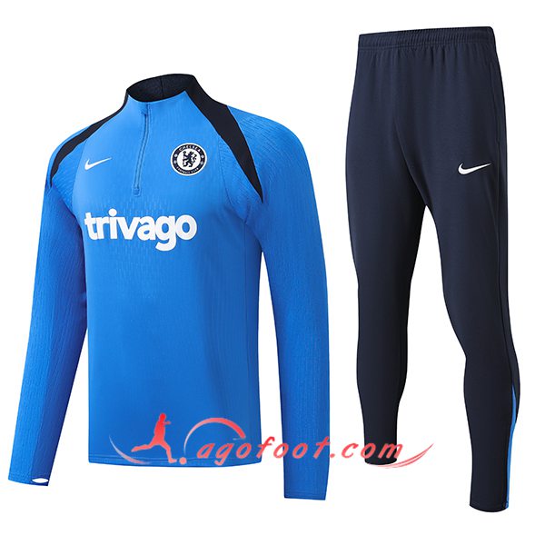 Ensemble Survetement de Foot FC Chelsea Bleu/Noir 2024/2025 -02