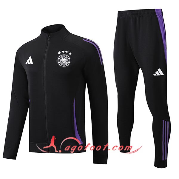 Ensemble Survetement de Foot Veste Foot Allemagne Noir/Pourpre 2024/2025 -04