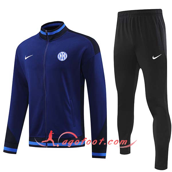 Ensemble Survetement de Foot Veste Foot Inter Milan Bleu/Noir 2024/2025