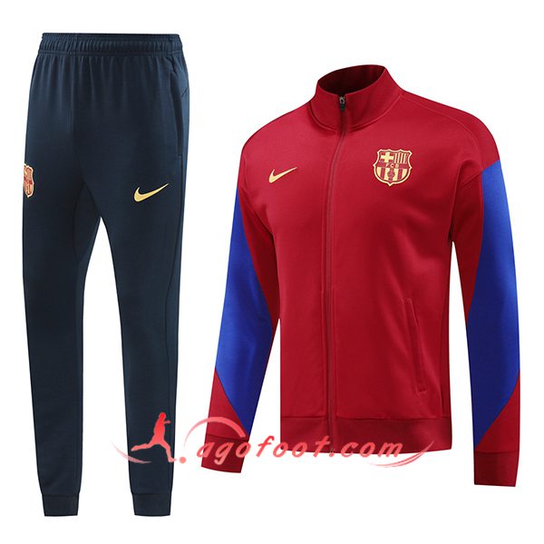 Ensemble Survetement de Foot FC Barcelone Rouge/Bleu 2024/2025 -03