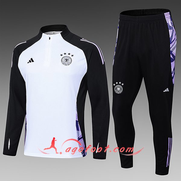 Ensemble Survetement de Foot Allemagne Enfant Blanc/Noir/Pourpre 2024/2025