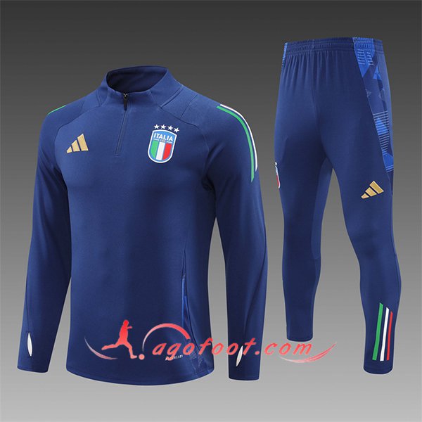Ensemble Survetement de Foot Italie Enfant Bleu Royal 2024/2025 -02