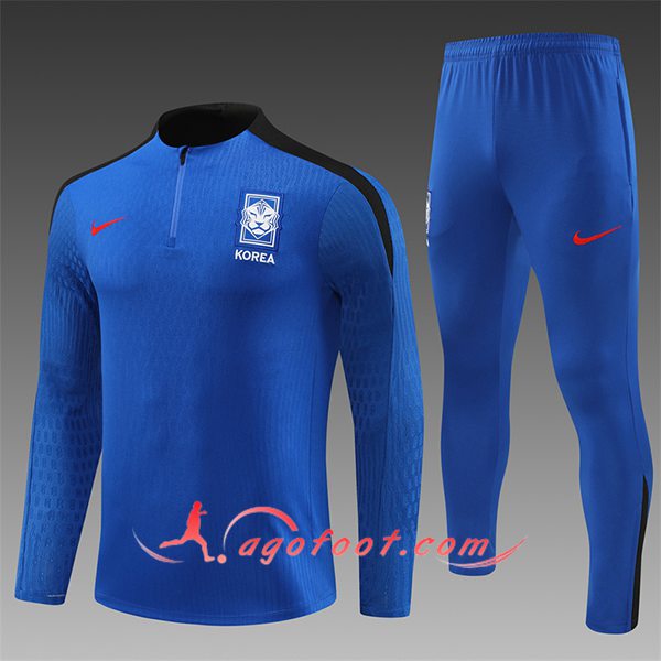 Ensemble Survetement de Foot Corée Du Sud Enfant Bleu/Noir 2024/2025