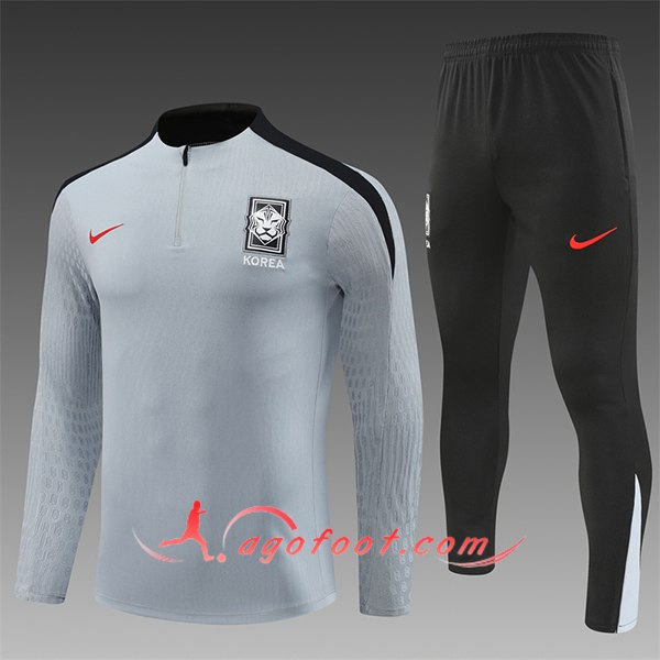 Ensemble Survetement de Foot Corée Du Sud Enfant Gris/Noir 2024/2025