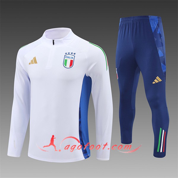 Ensemble Survetement de Foot Italie Enfant Blanc/Bleu 2024/2025 -06