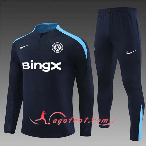 Ensemble Survetement de Foot FC Chelsea Enfant Bleu Foncé 2024/2025 -02