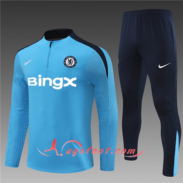 Ensemble Survetement de Foot FC Chelsea Enfant Bleu/Noir 2024/2025 -02
