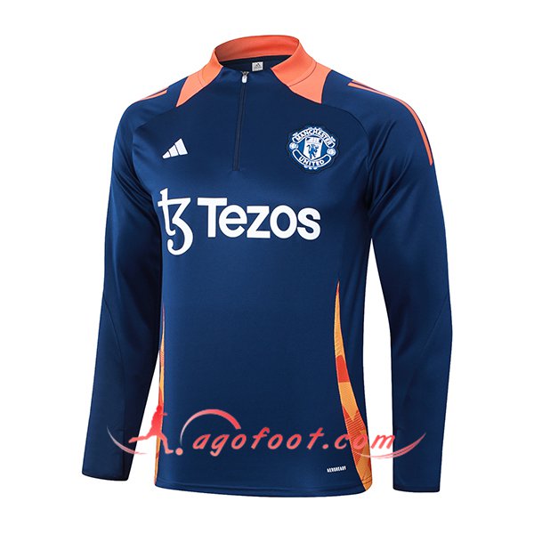 Sweatshirt Training Manchester United Bleu/Orange 2024/2025 -02