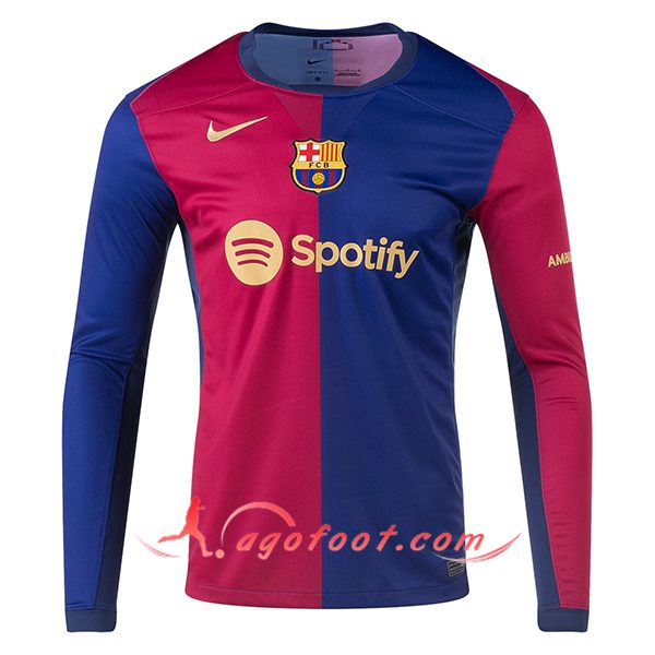 Nouveau Maillot de Foot FC Barcelone Manches Longues Domicile 2024/2025