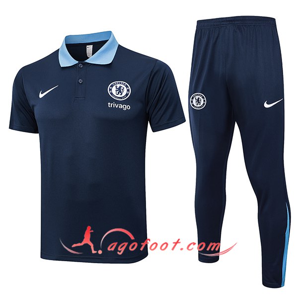 Ensemble Polo Foot FC Chelsea Bleu Royal 2024/2025