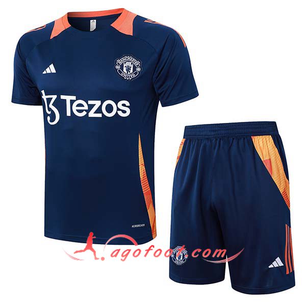 Ensemble Training T-Shirts Manchester United Bleu/Orange 2024/2025