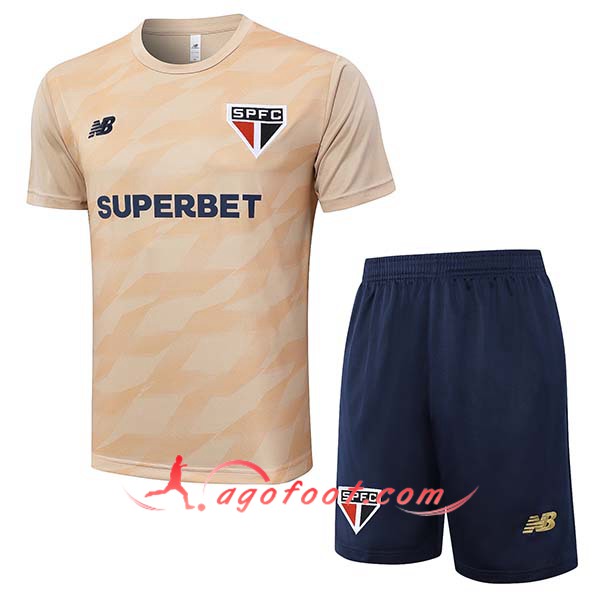 Ensemble Training T-Shirts Sao Paulo FC Beige 2024/2025