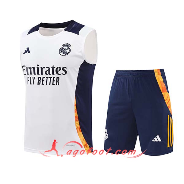 Ensemble Training Debardeur Real Madrid Blanc/Bleu/Orange 2024/2025