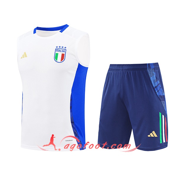 Ensemble Training Debardeur Italie Blanc/Bleu 2024/2025