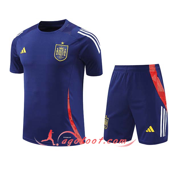 Ensemble Training T-Shirts Espagne Bleu/Rouge 2024/2025